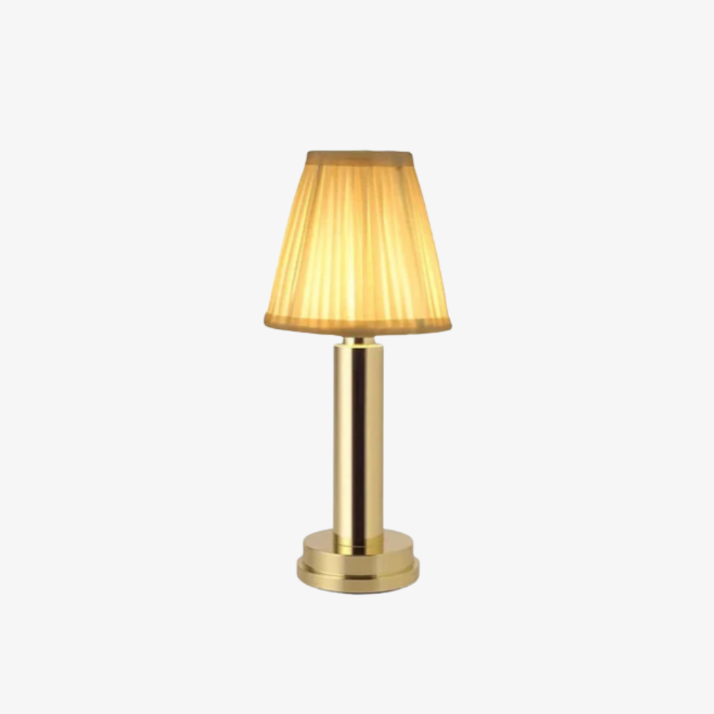 Rechargeable Cordless Table Lamp with Pleated Shade - Portable Touch Dimming Light