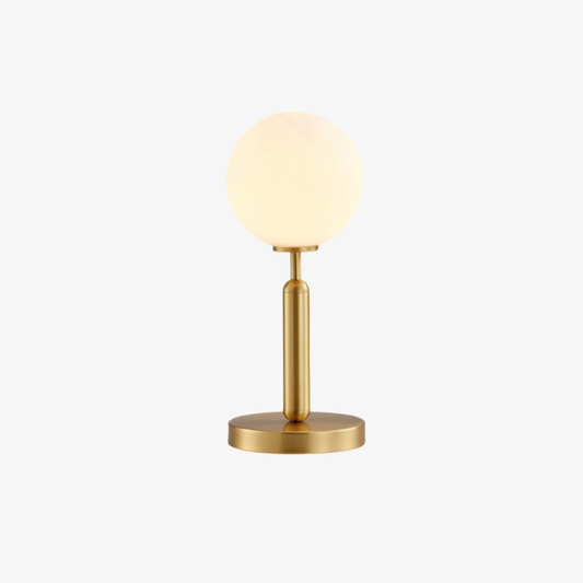 Modern Globe Table Lamp with Pill-Shaped Post - Mid-Century Orb Desk Light