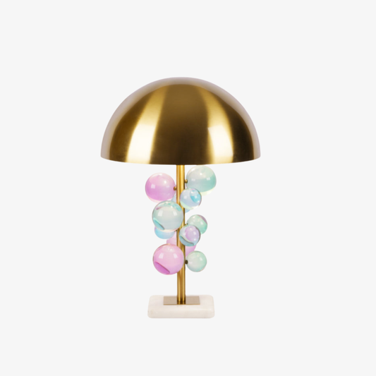 Sculptural Glass Cluster Accent Lamp with Marble Base - Art Deco Metallic Sconce