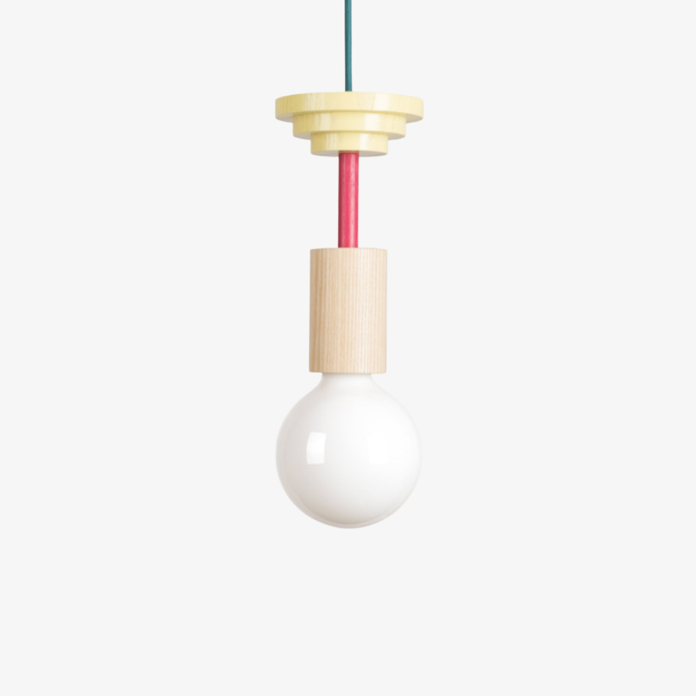 Nordic Geometric Wood Pendant Light - Modern Hand-Turned Orbital Hanging Lamp