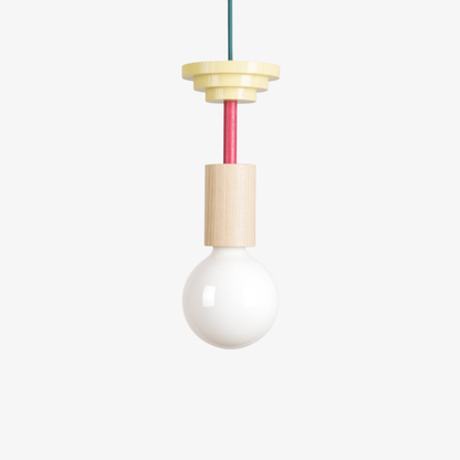 Nordic Geometric Wood Pendant Light - Modern Hand-Turned Orbital Hanging Lamp