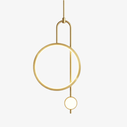 Asymmetric Ring and Globe Pendant Light - Modern Geometric Halo Design