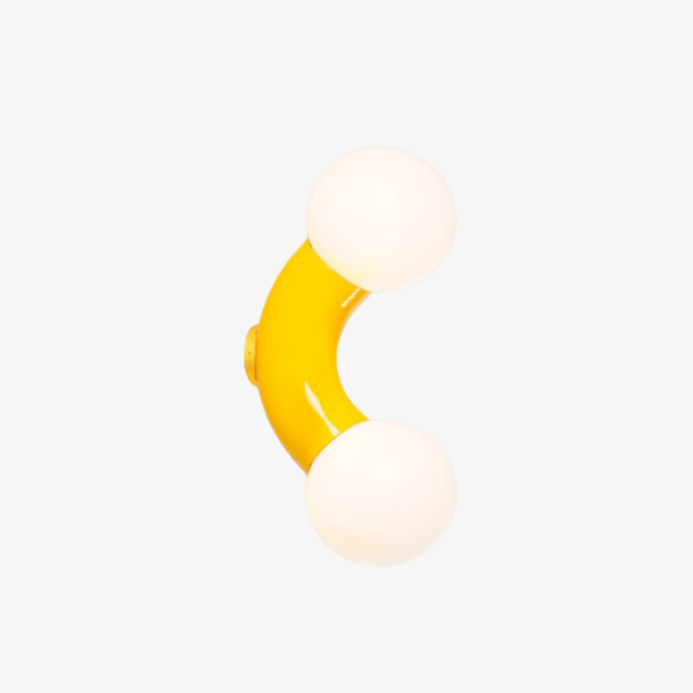 Modern Double Globe Arc Wall Sconce - Playful C-Shaped Orbital Light