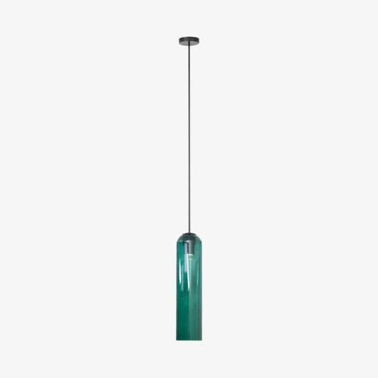 Cylinder Glass Pendant Light with Metal Downrod - Modern Art Deco