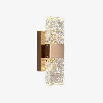 Art Deco Ripple Glass Wall Sconce - Dual Ice Crystal Block Light