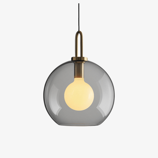Globe and Capsule Glass Pendant Light with Brass Arch - Modern Style