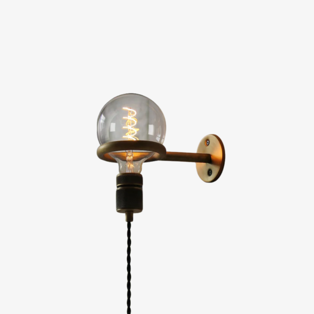 Architectural Circular Wall Light Bracket - Minimalist Industrial Braided Cord Lamp