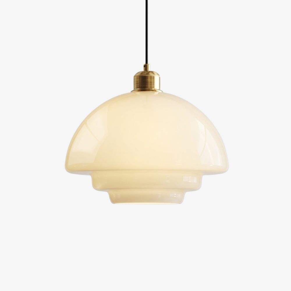 Modern Opal Glass Layered Pendant Light - Art Deco Step Silhouette Hanging Lamp