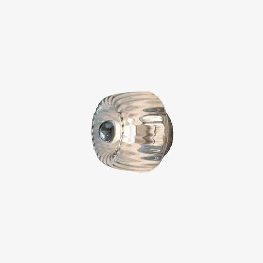 Modern Round Starburst Ribbed Glass Wall Sconce - Brass Art Deco Lamp